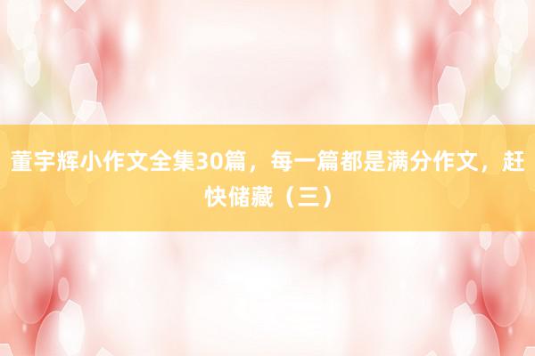 董宇辉小作文全集30篇，每一篇都是满分作文，赶快储藏（三）